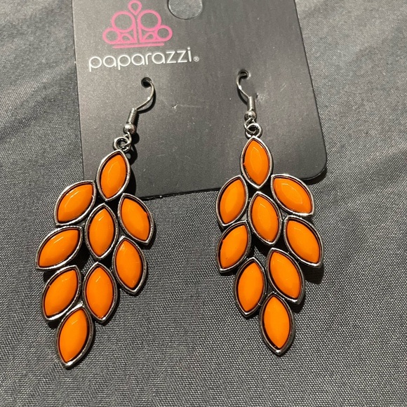 Paparazzi Orange Cascade Earrings Botanical Design - Picture 1 of 1